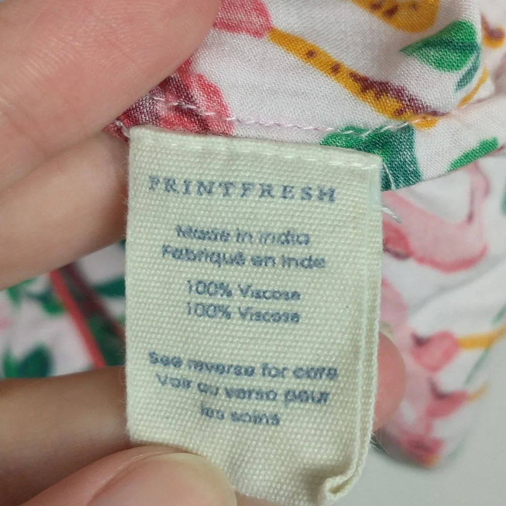 Printfresh Flock of Flamingos Pajama Top Womens XS Viscose Short Sleeve Button