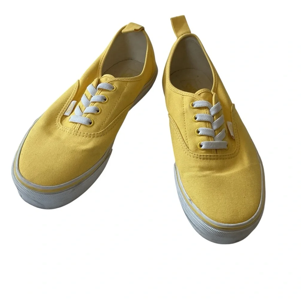 Vans Womens Yellow ComfyCush Slip Ons Faux Laces Size 9 Big Kids Size 7