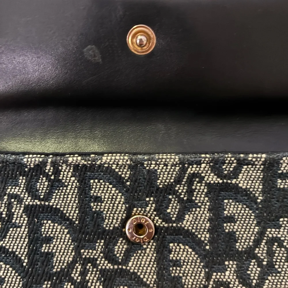 Dior Navy and White Patterned Women's wallet.