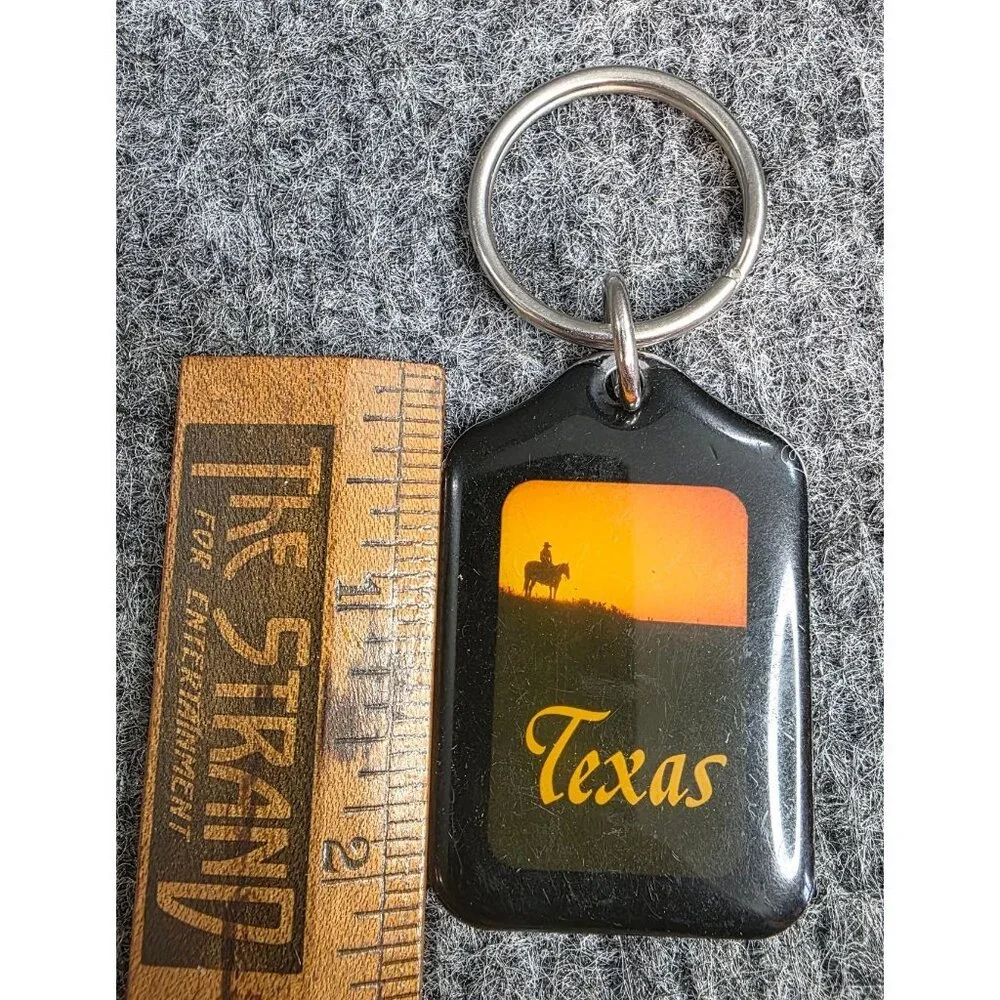 Texas Sunset Keychain With Cowboy Silhouette
