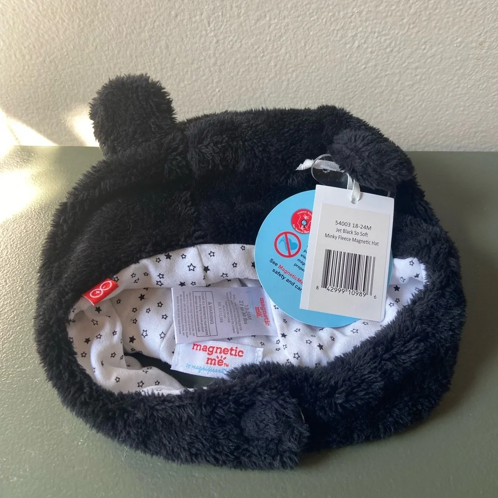 Magnetic Me Jet Black Minky fleece hat