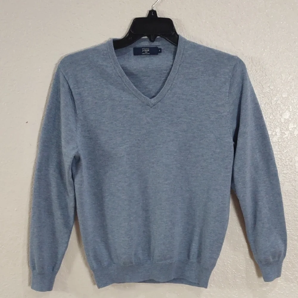 J.CREW 100%Cotton Men's Blue V-Neck Sweater