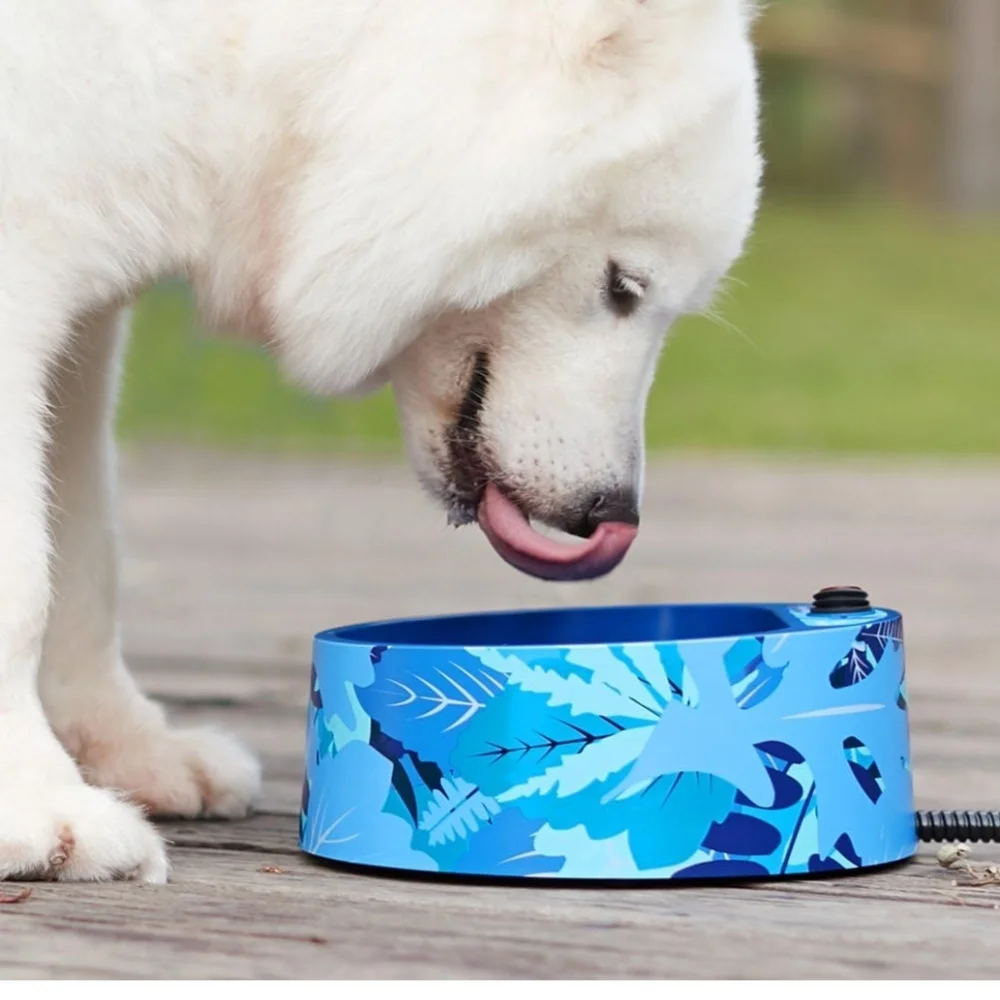 Heated Pet Water Bowl, Outdoor Thermal Dog Cat Bowl with 69 Inch Chew Resistant