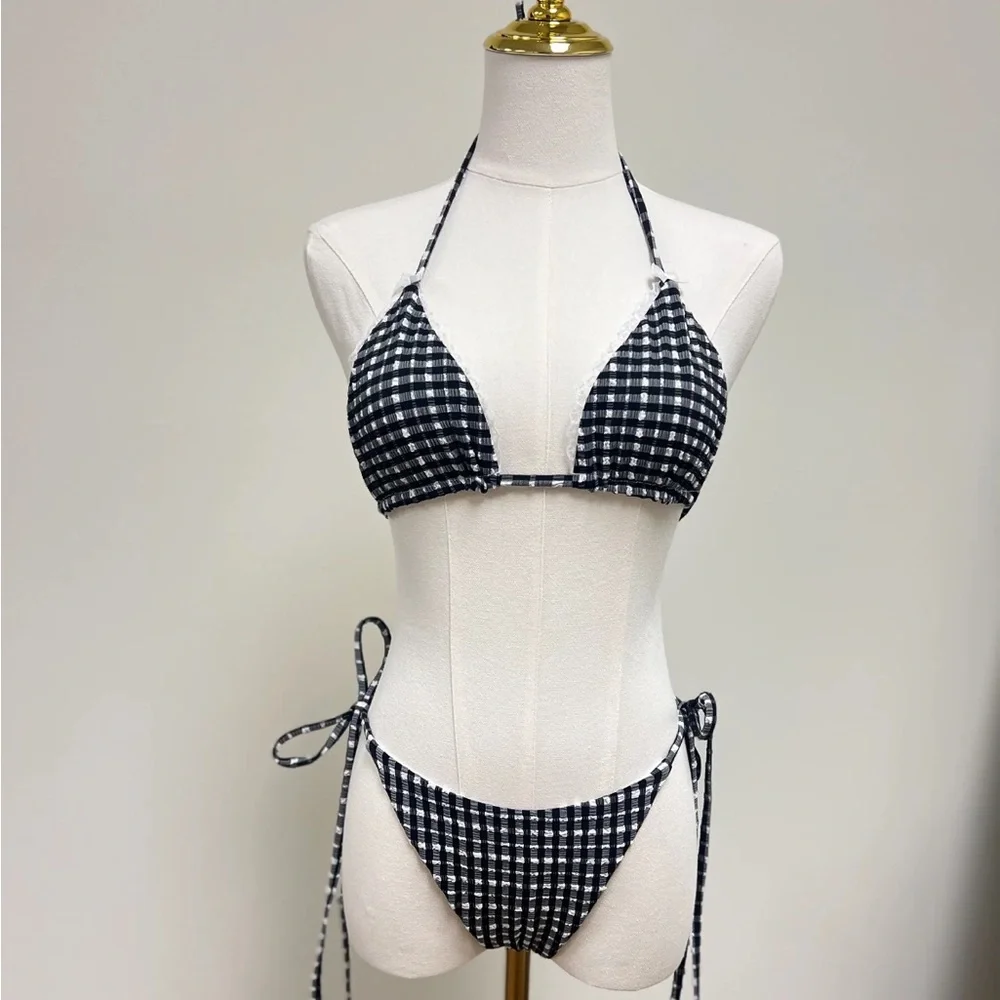 Nessy Swimwear Gingham Tie Bottoms size L
