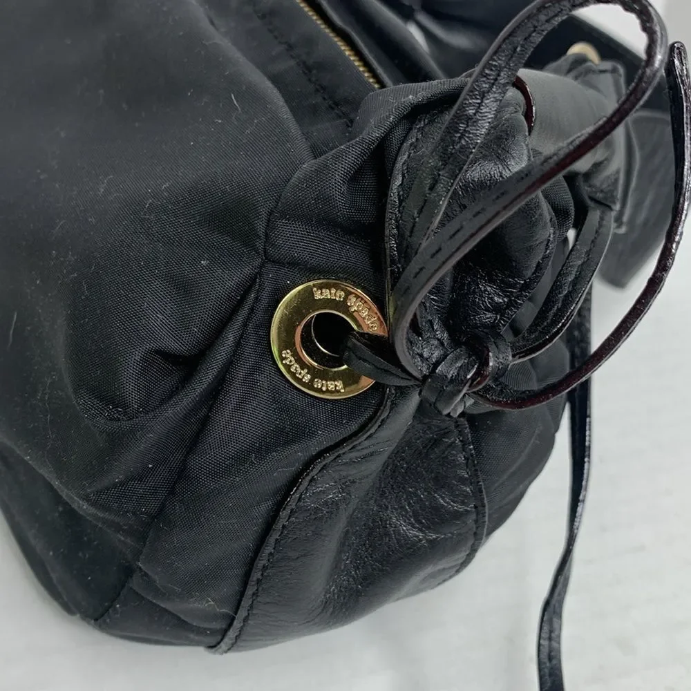 Kate Spade black nylon leather hobo shoulder bag