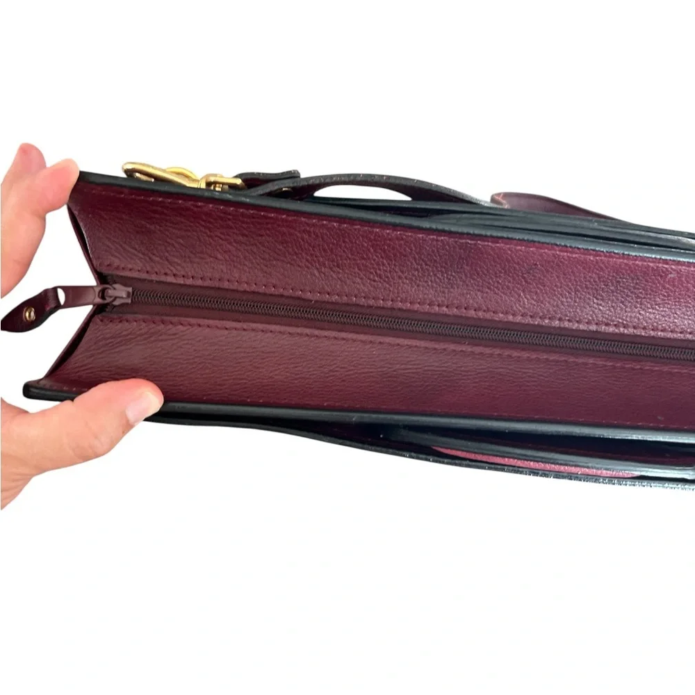 Vintage Mark Phillip top grain leather luxury Burgundy Leather Briefcase