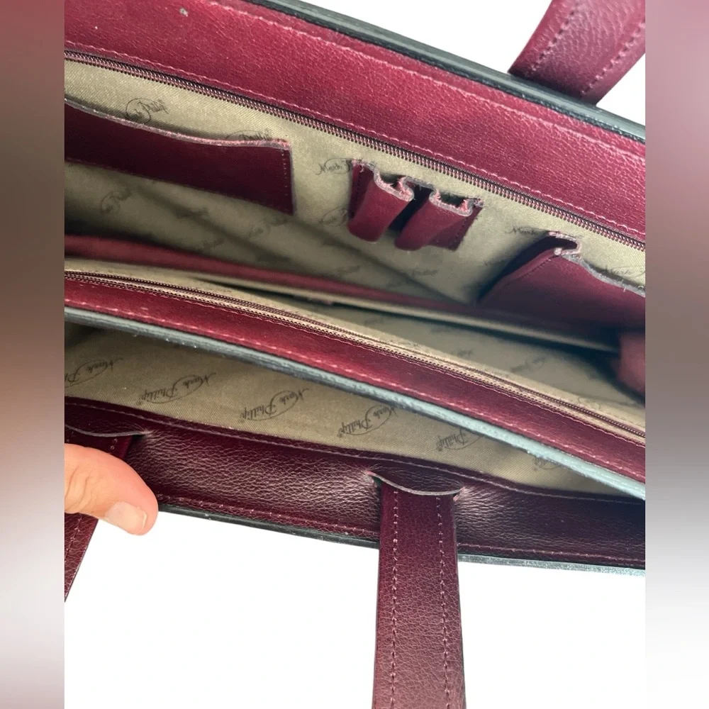 Vintage Mark Phillip top grain leather luxury Burgundy Leather Briefcase