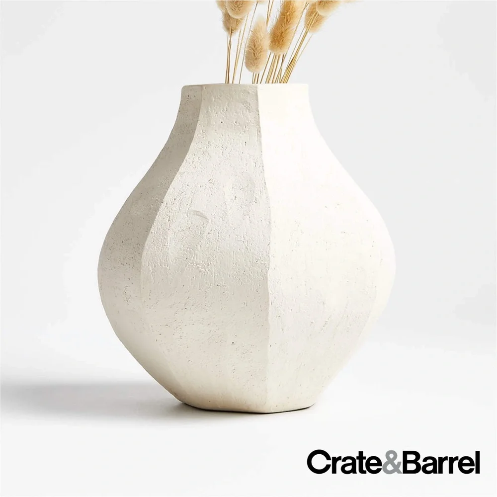 Crate and Barrel Facette White Vase 8.5
