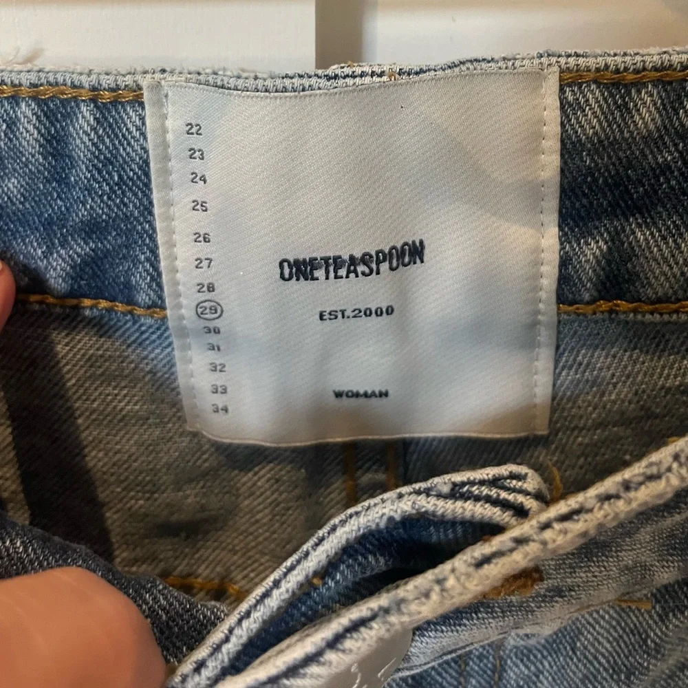 One Teaspoon WORN BLUE JACKSON MID WAIST WIDE Leg Shorts. Size 29”