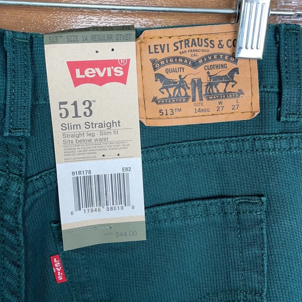 Levi’s 513 boys slim straight fit ponderosa pine pant size 14 27 X 27