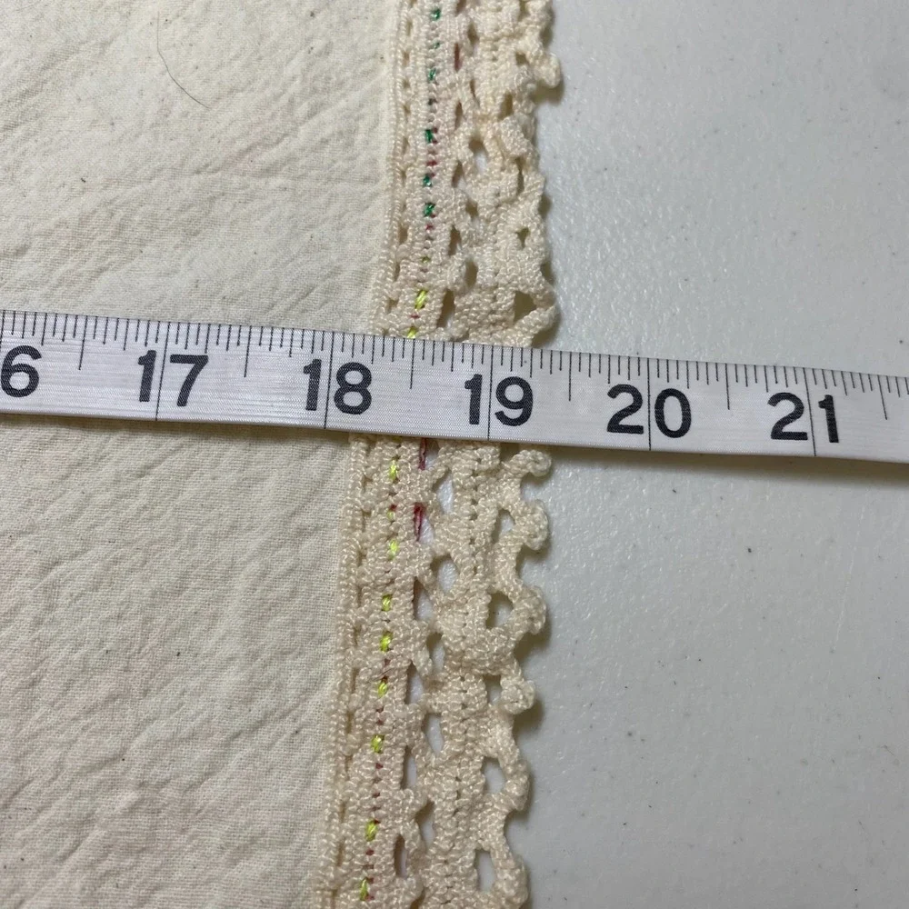 Vtg Cross Stitch Table Napkin Shabby Chic Floral Embroidery Lace Border Cottage