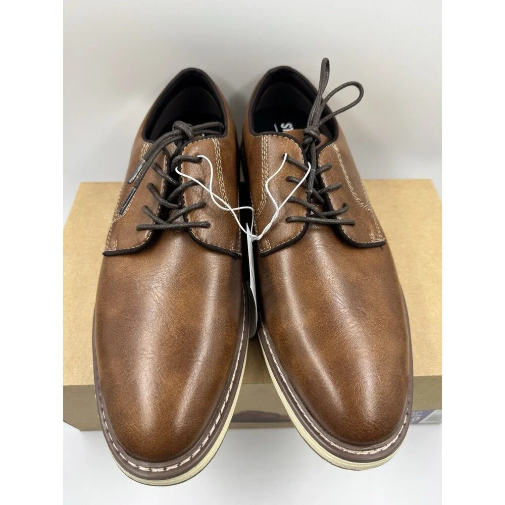 NEW Steve Madden P-Jansen Oxford Cognac Casual Lace Up Shoes, Men's Size 10