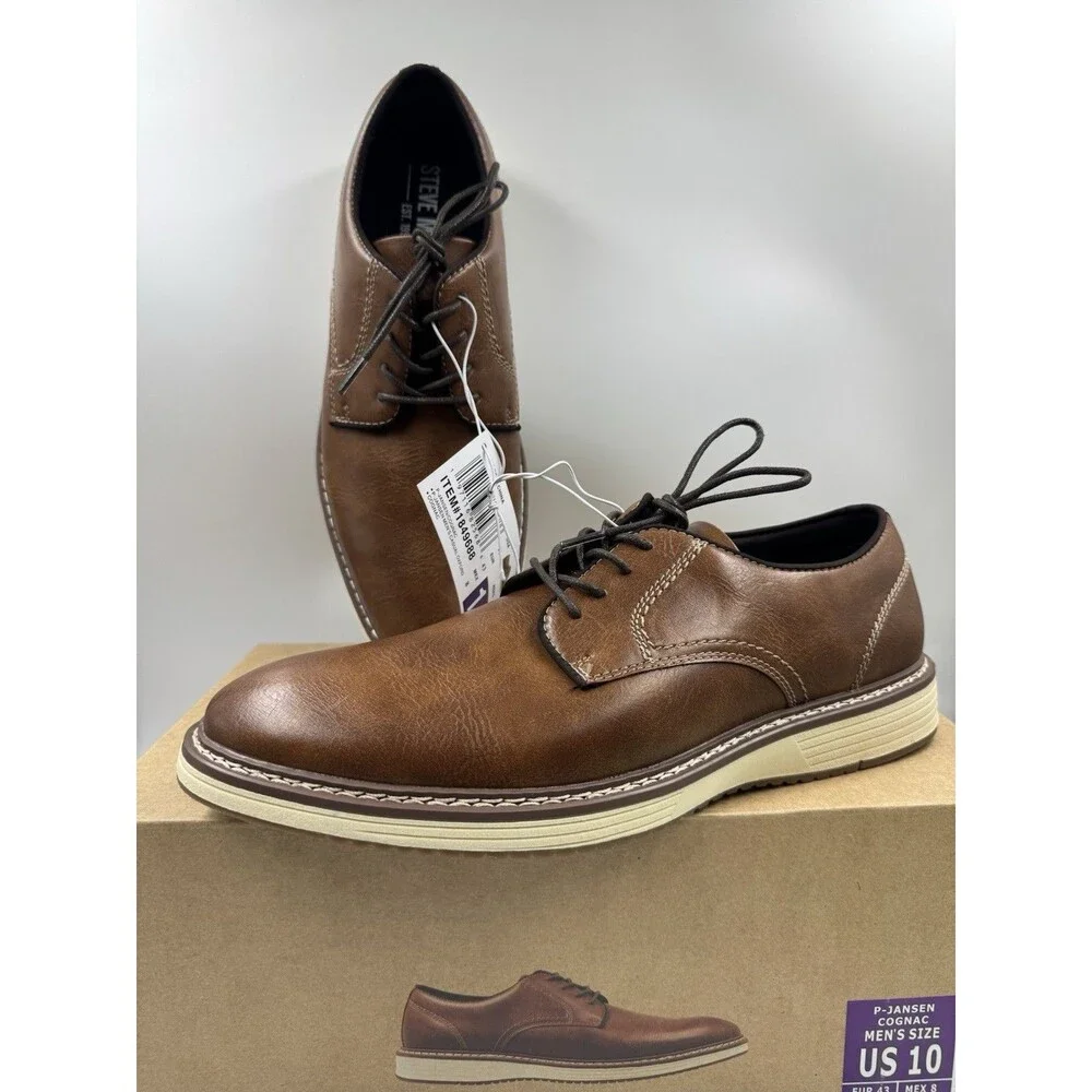 NEW Steve Madden P-Jansen Oxford Cognac Casual Lace Up Shoes, Men's Size 10