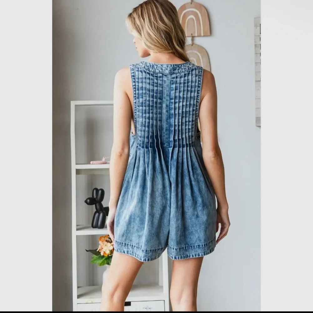 Blue Denim Sleeveless Romper