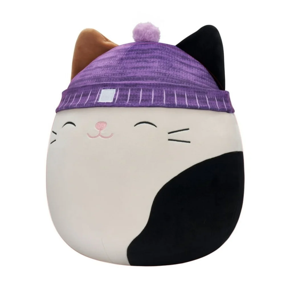 Authentic Squishmallow Plush Cat Toy with Purple Hat