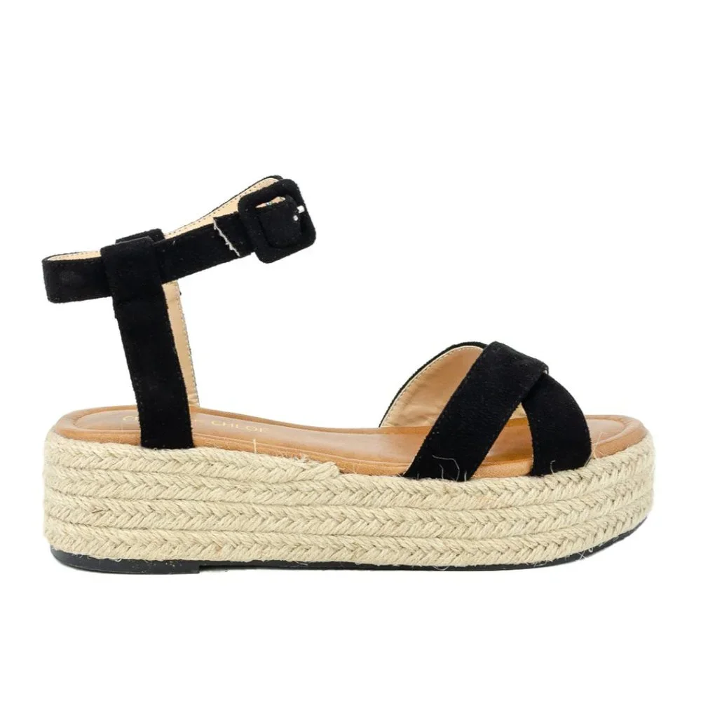 ESPADRILLE FLATS WITH ELASTIC STRAPS