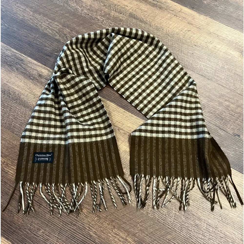 Dior Brown and White Scarf