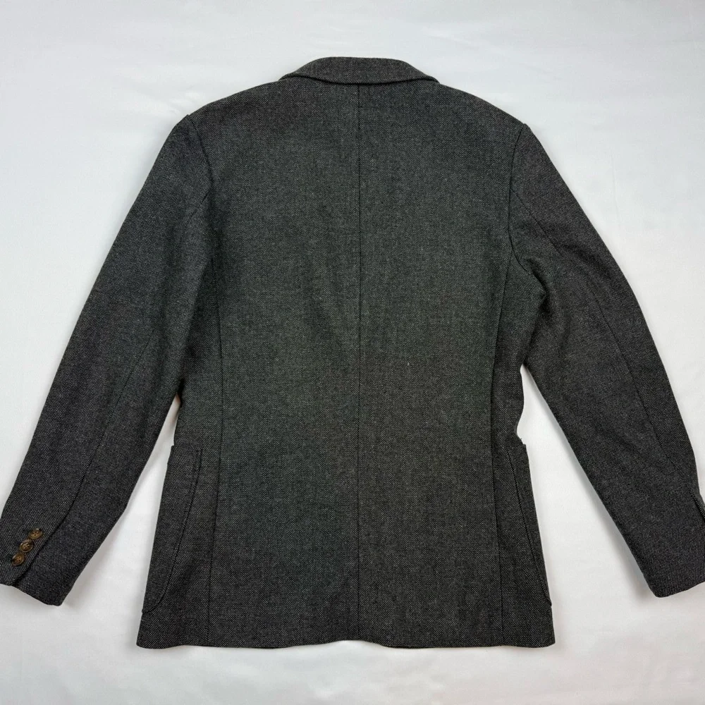 J. Crew Mens Wool Blend Tweed Sport Coat Sz Small 2 Button Grey Stretch Comfort