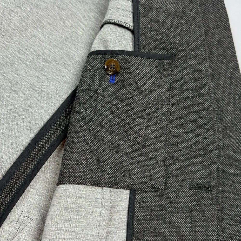 J. Crew Mens Wool Blend Tweed Sport Coat Sz Small 2 Button Grey Stretch Comfort