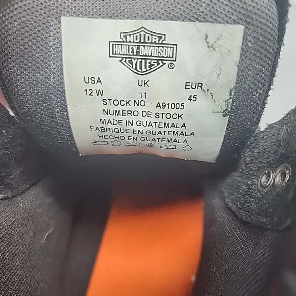 Harley Davidson Mens Boots Badlands Lace-Up 12 W Black Leather
