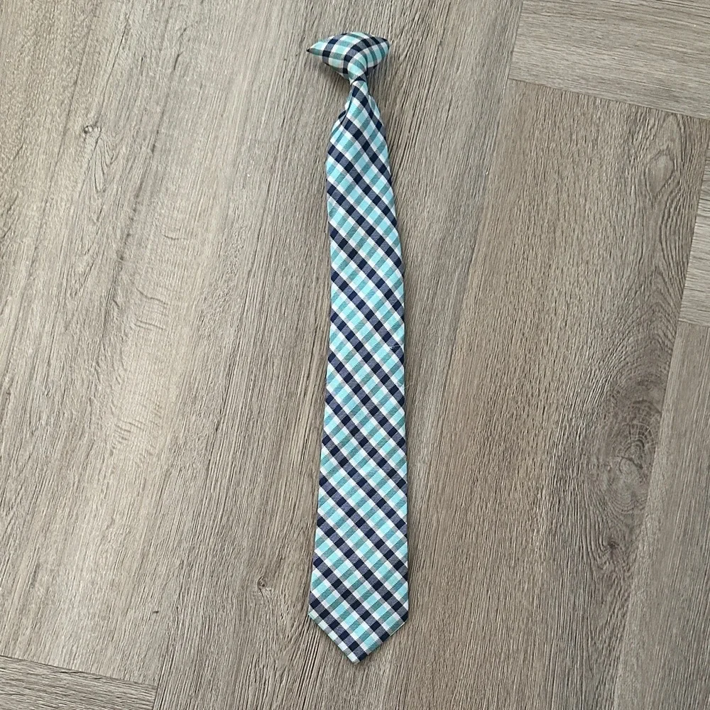 Stylish Blue and Black Checkered Kids Tie