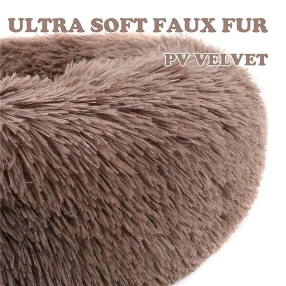 16 Inches Round Plush Pet Bed for Dogs Fluffy Soft Warm Calming Dog Bed Sleeping