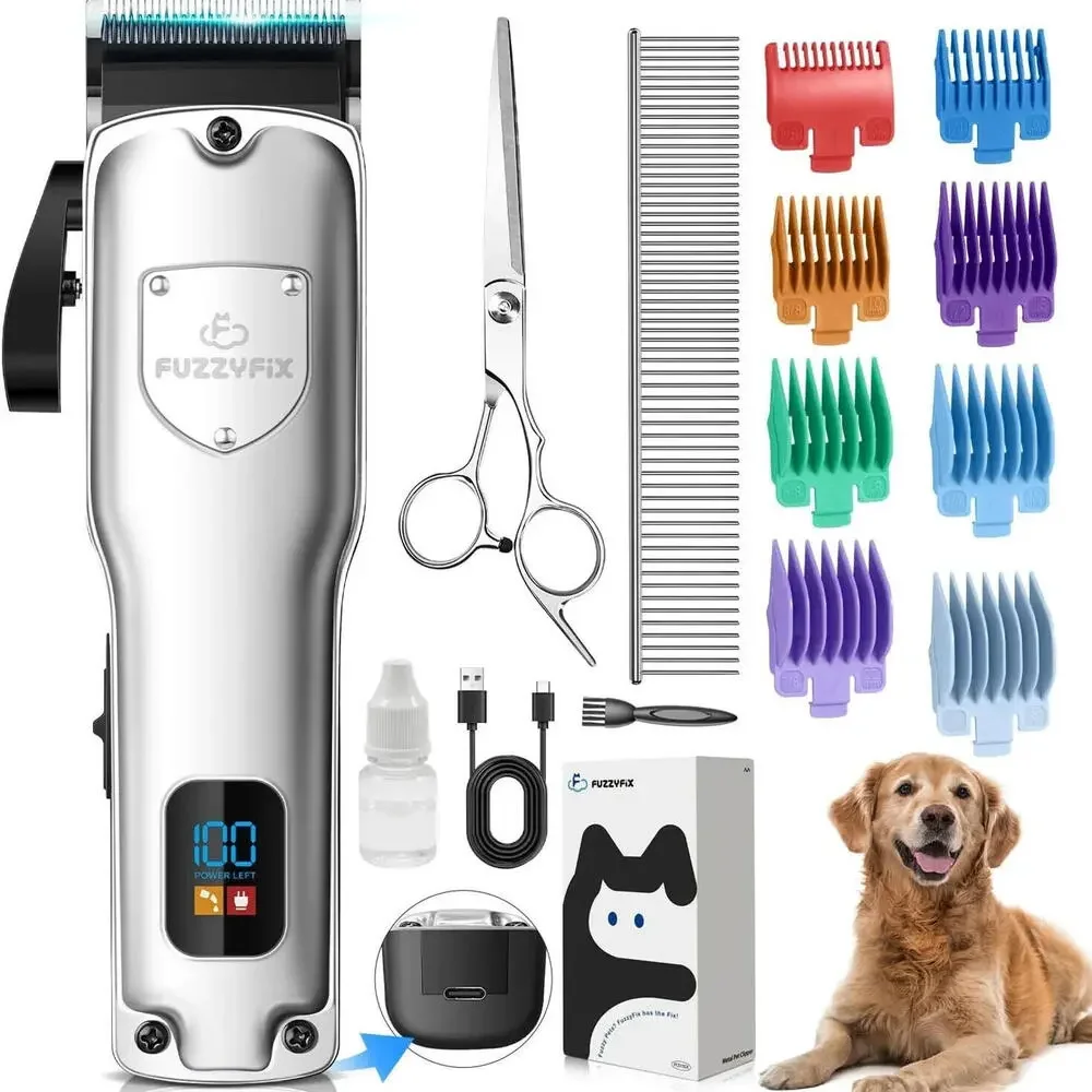 Dog Grooming Clipper kit – Low Noise, Ceramic Blade, by Fuzzyfix