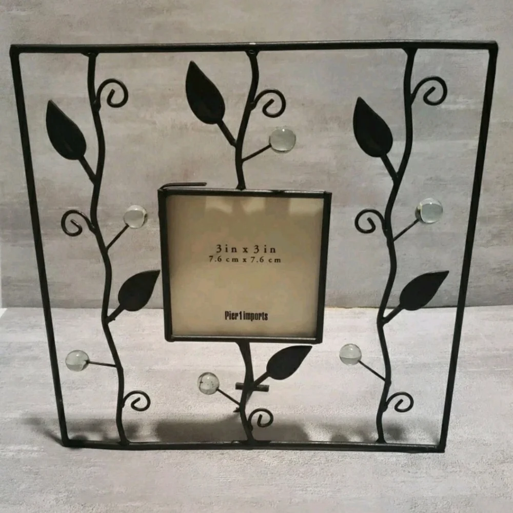 Pier 1 Imports Brown Metal Leaf Frame Clear Glass Accents 3
