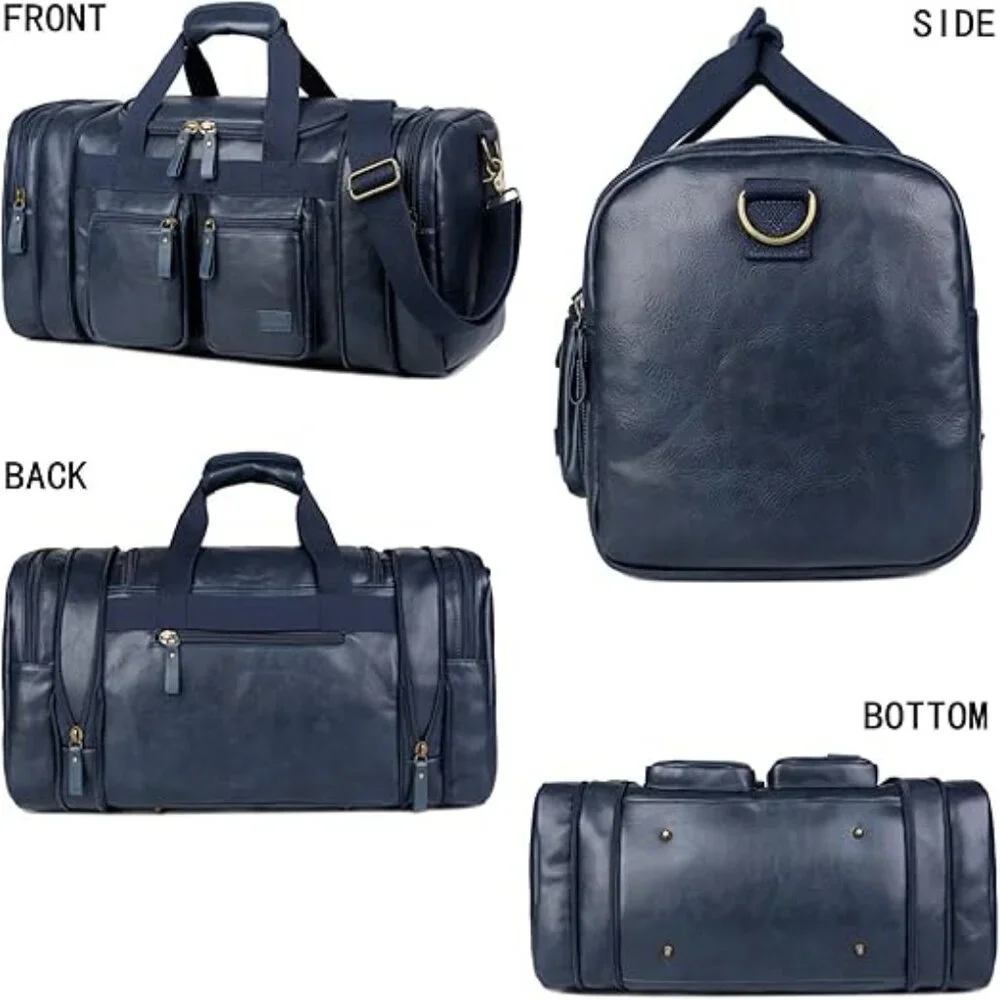 Vegan Leather Duffel Bag Weekend Travel Bag, Sports Duffel bag