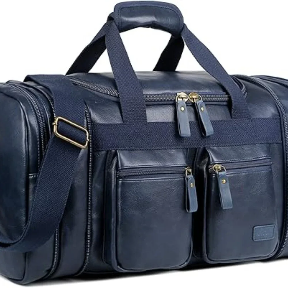 Vegan Leather Duffel Bag Weekend Travel Bag, Sports Duffel bag