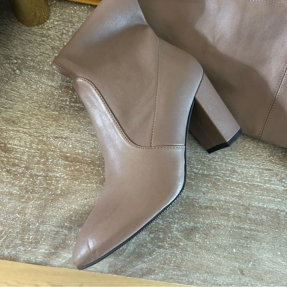 New Stuart Weitzman Zuzanne Over The Knee Boots Leather Taupe