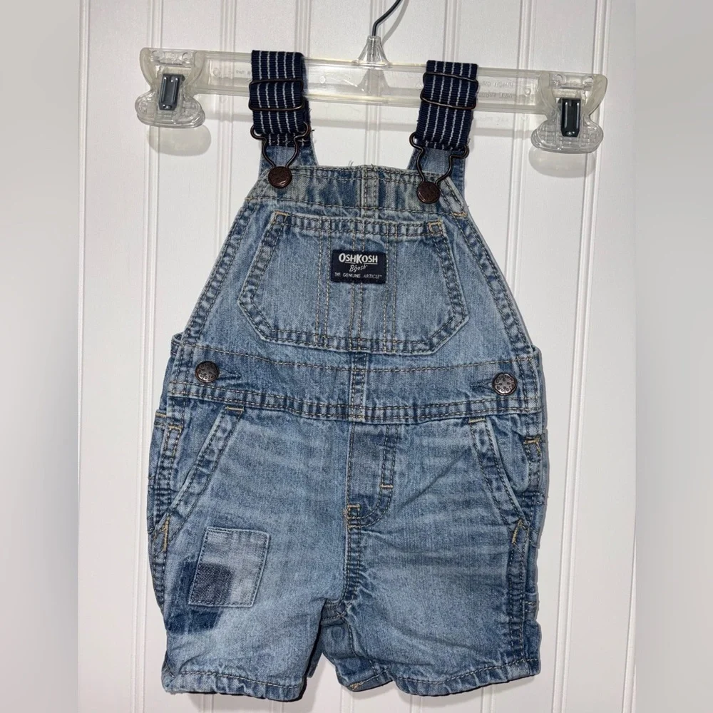 Set of 2 OshKosh B'gosh Blue Denim Kids Overalls| Size 6 Months