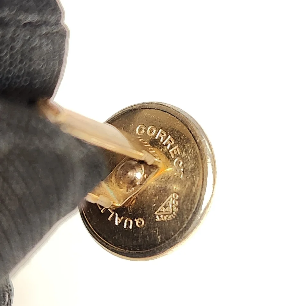 Correct 14K Goldplated Blue Round & Bullet Glass Cab Cufflinks, Signed