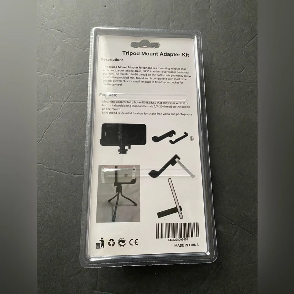 Tripod Mount Adapter Kit iPhone 4 & 4S and 5 & 5S NOS MP45PK