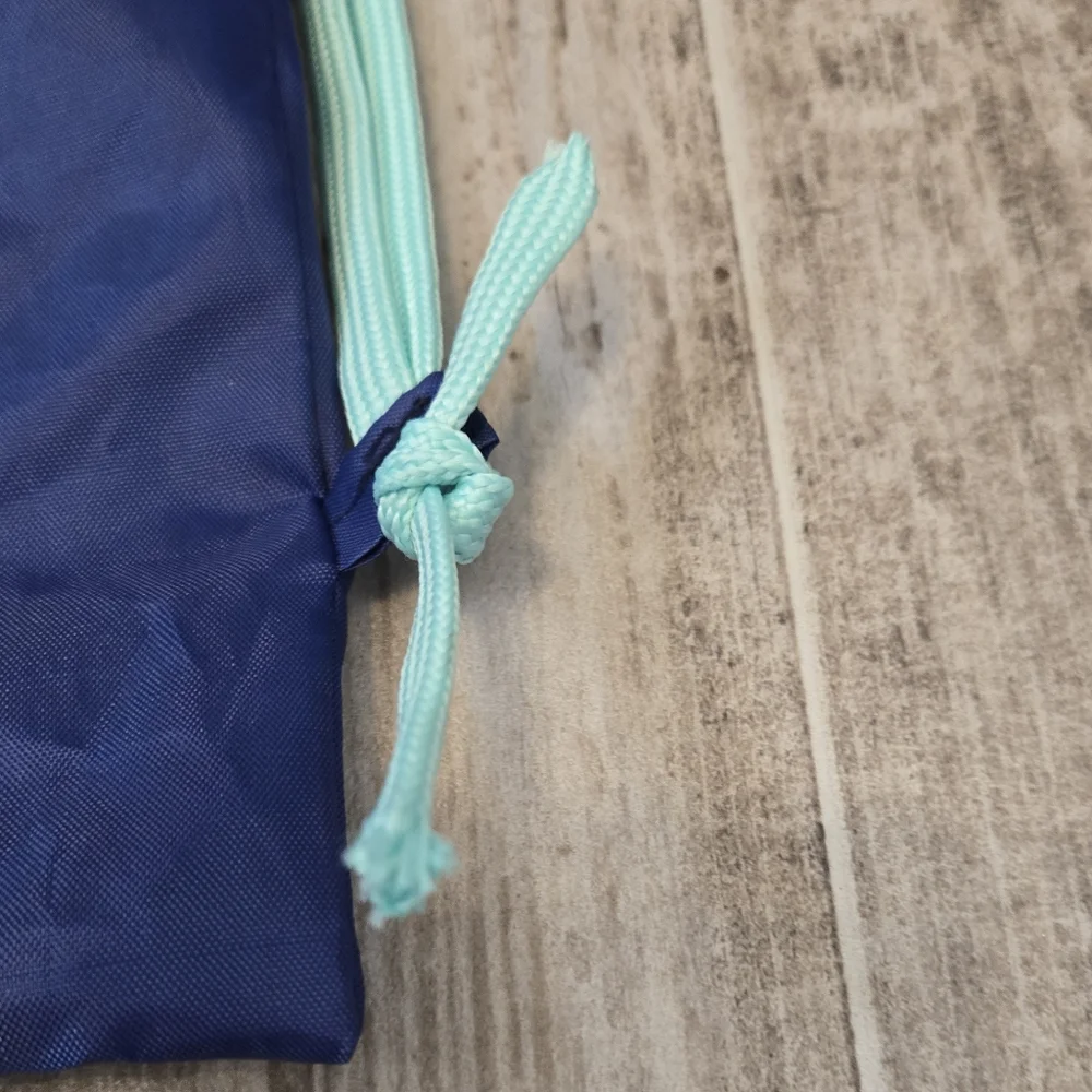 Athleta Girl Blue Drawstring Bag with Teal Straps 15.5