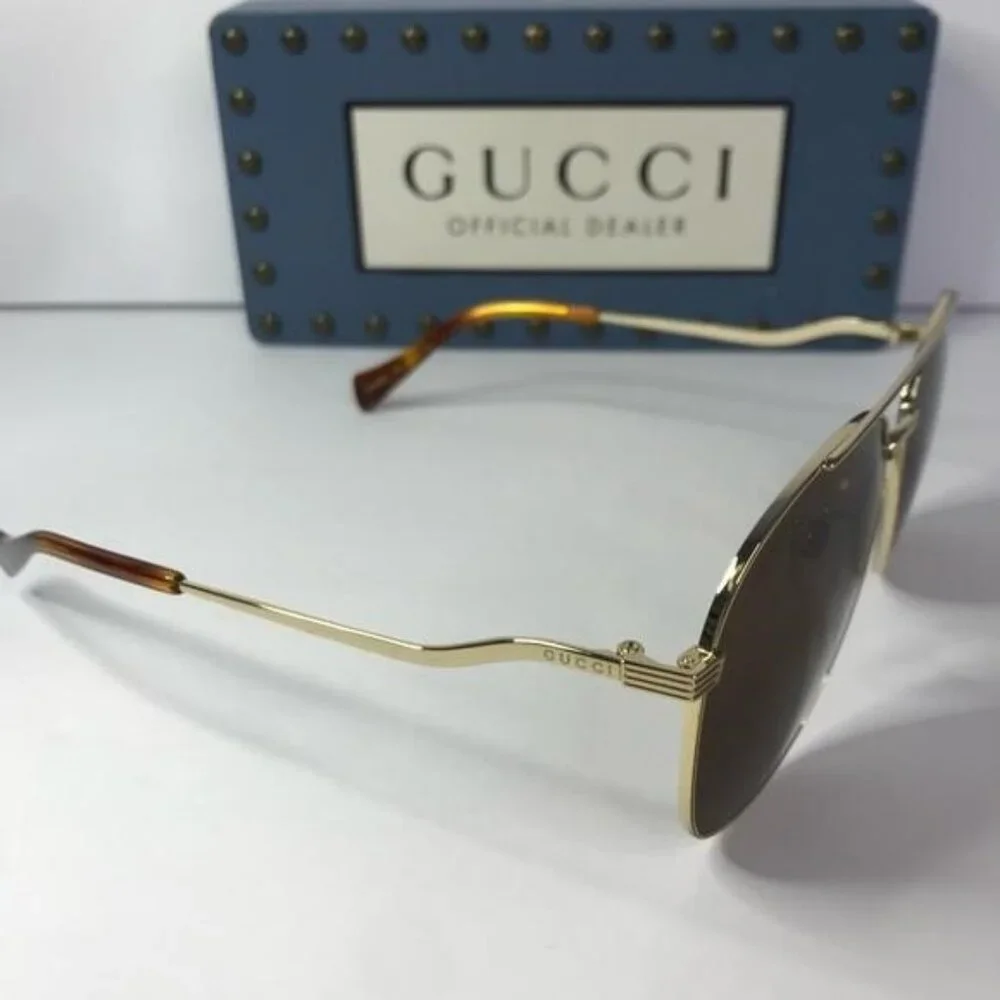 💯 - New Authentic Gucci Brown Pilot Ladies Sunglasses GG0969S 002