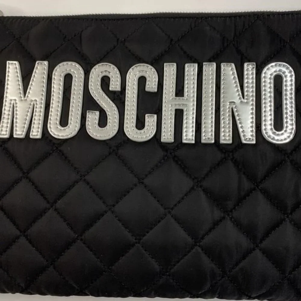 New 💯 Authentic Moschino quilted logo clutch bag
