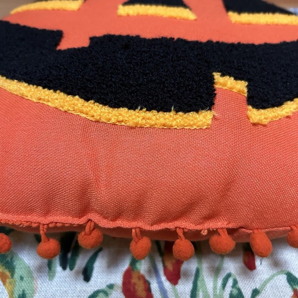 Vintage Halloween Inspired Jack O Lantern Pumpkin Throw Pillow Cottagecore Farm