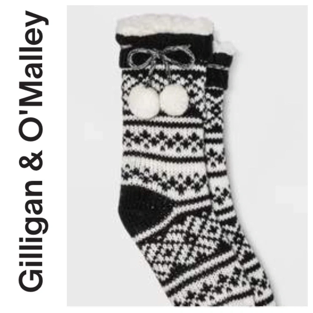 GILLIGAN & O’MALLEY SHERPA LINED SLIPPER SOCKS NWT OSFA