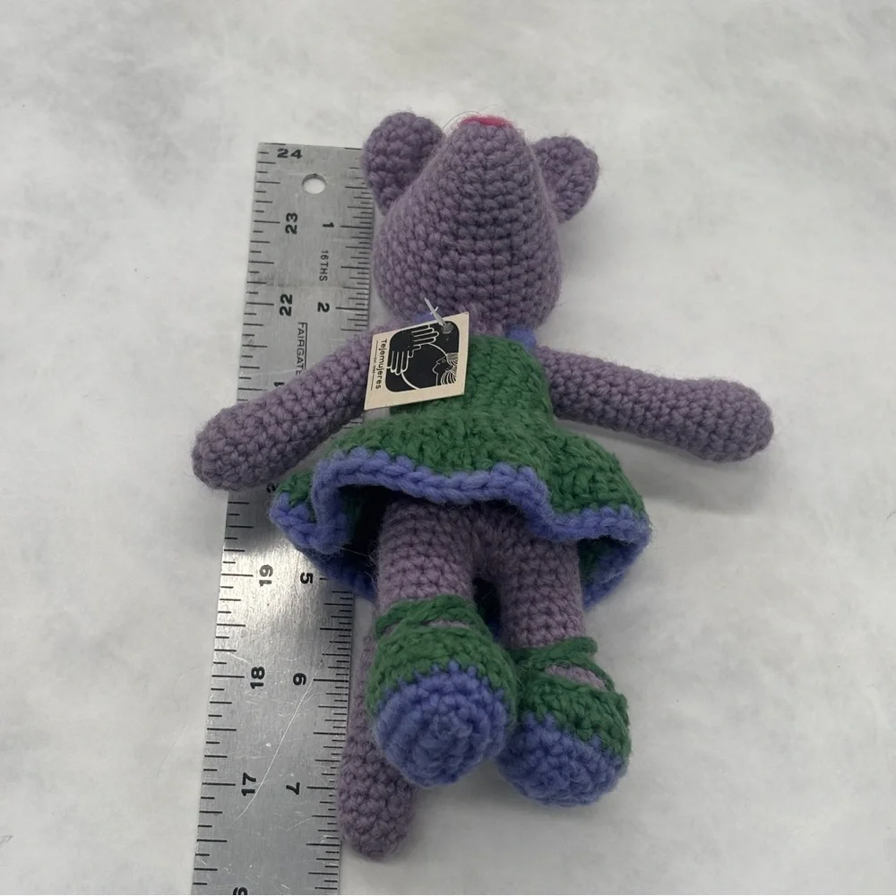Handcrafted Purple and Green Mouse Toy