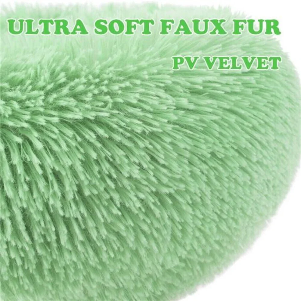 Round Plush Pet Bed Dogs Cats,Fluffy Soft Warm Calming Dog Bed Sleeping 16 Inch