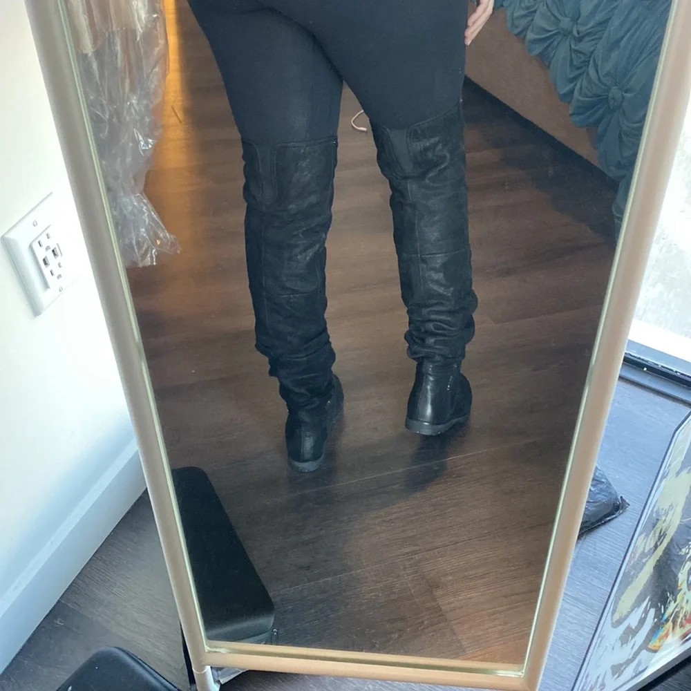 Prada black leather Knee High Boots Size‎ 35.5