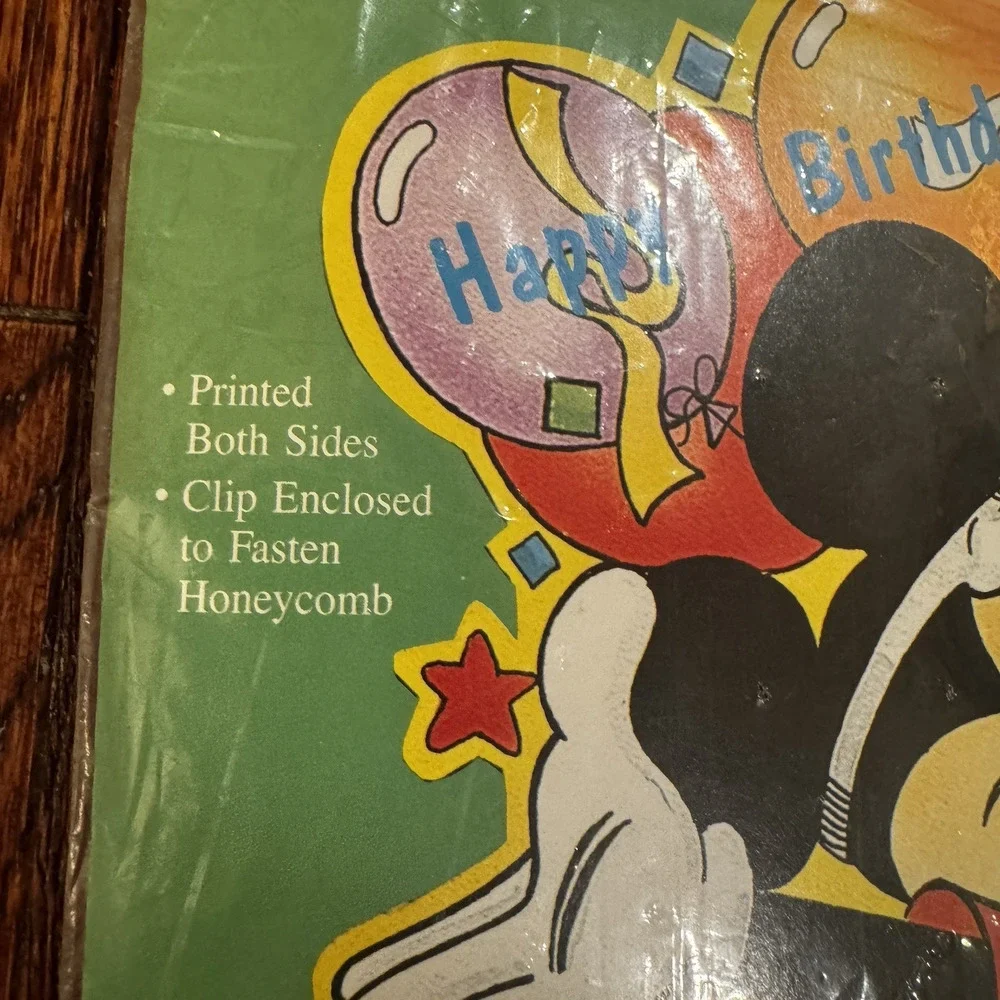 2 VTG NOS Mickey Mouse Honeycomb Tissue Centerpiece Happy Birthday Party Sealed