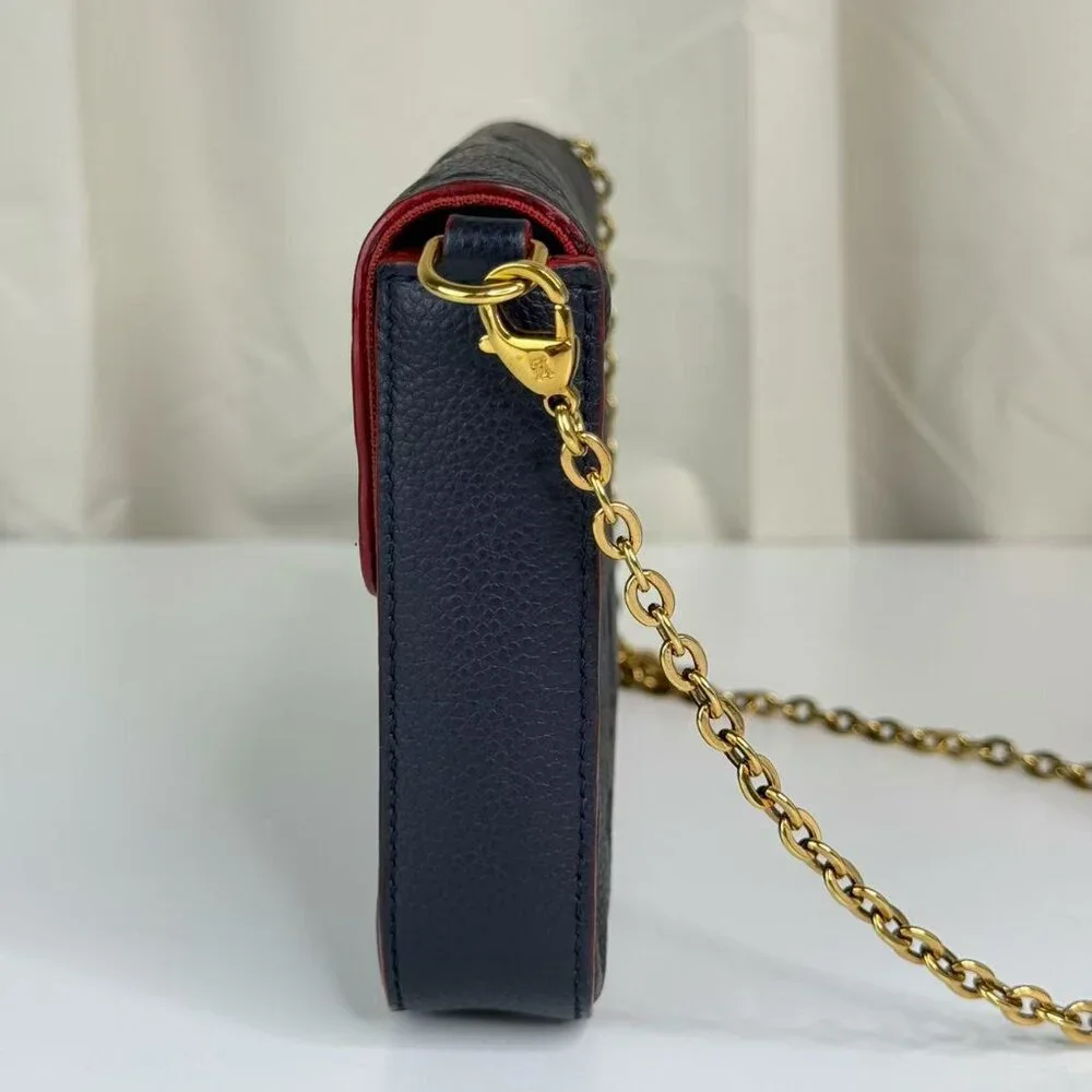 Louis Vuitton Blue Empreinte Felicie Shoulder Bag Crossbody with Gold Chain