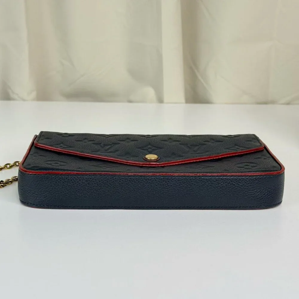 Louis Vuitton Blue Empreinte Felicie Shoulder Bag Crossbody with Gold Chain