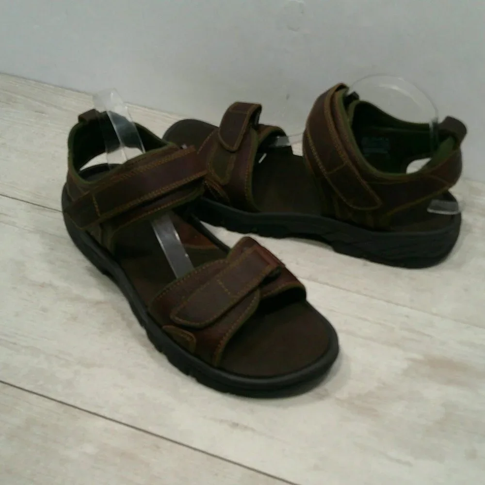 Rockport Men's Rocklake Brown Conag Brown Leather Sport Sandals Size 13 M
