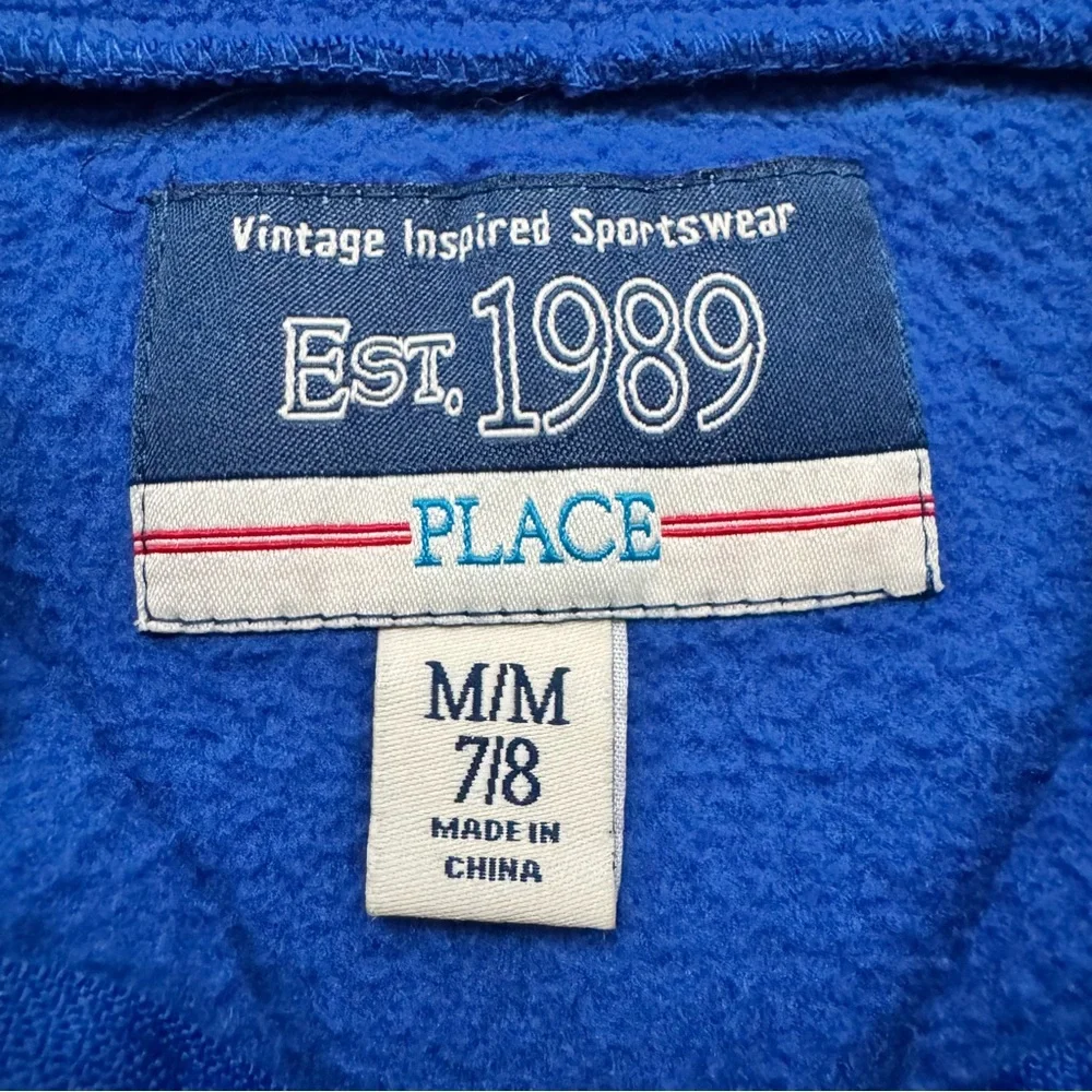 The Children's Place Blue Gray Stripe Quarter Zip Fleece Sweatshirt Size M