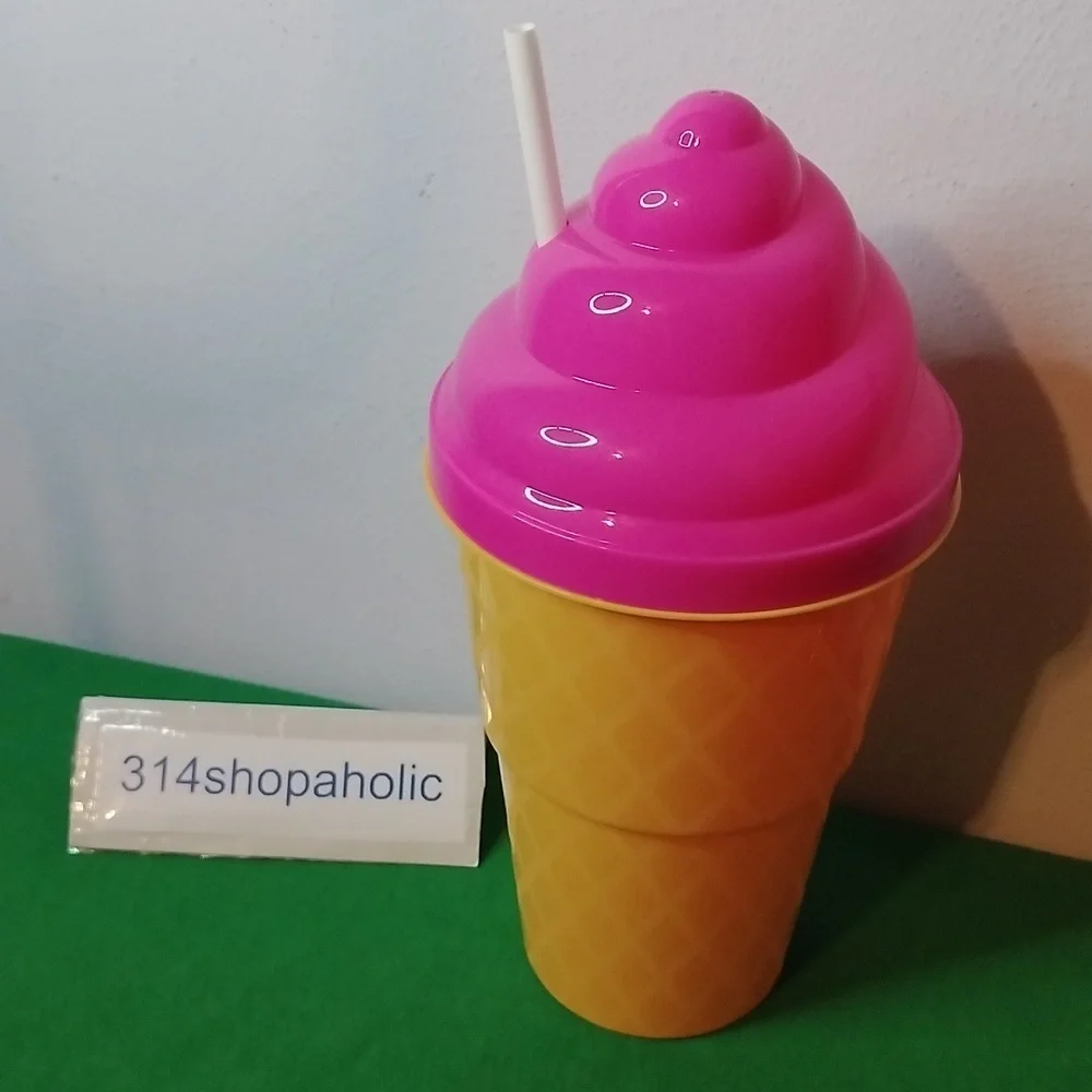 Big Ice Cream Cone Shaped Tumbler With Straw