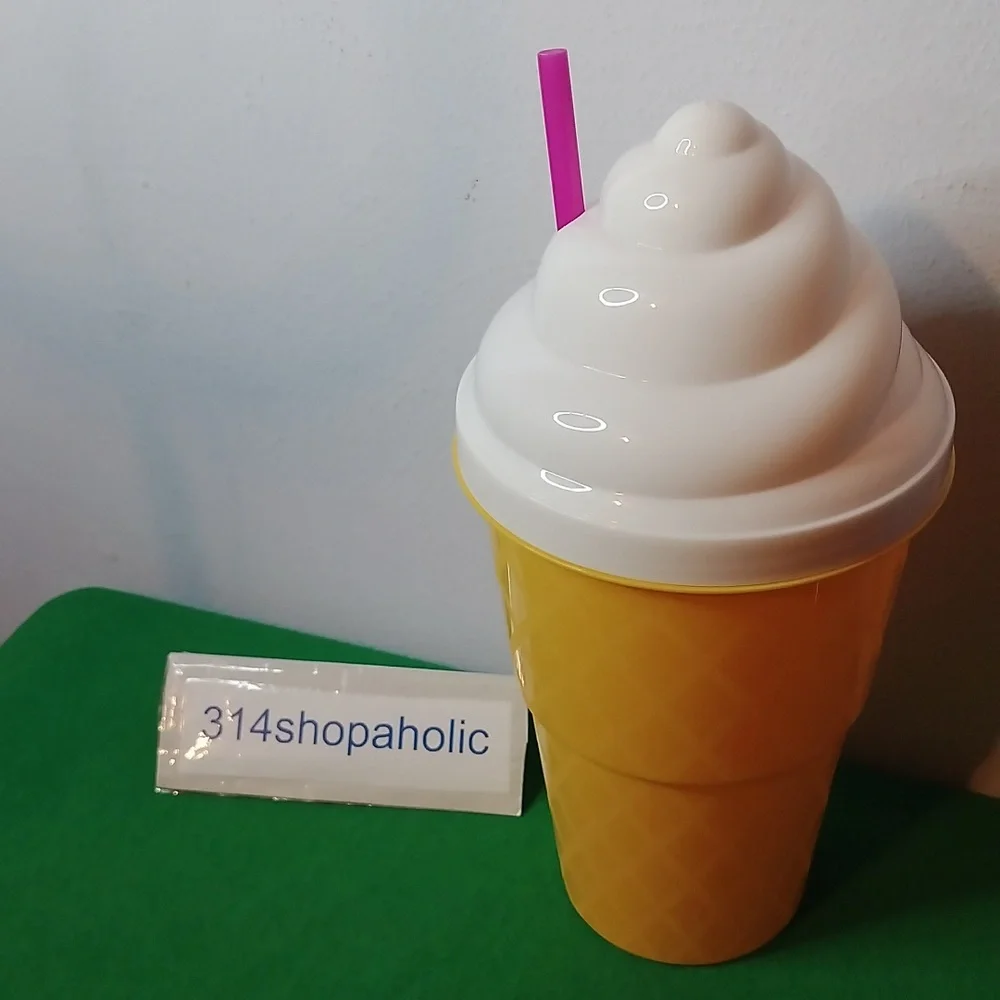Big Ice Cream Cone Shaped Tumbler With Straw