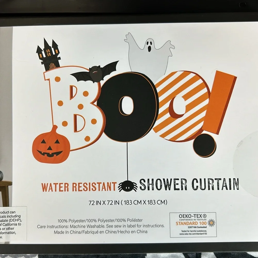 Black cat Happy Halloween shower curtain‎